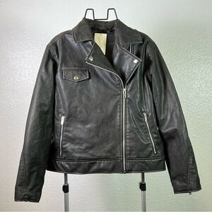 Universal Thread Women's Classic Moto Faux Leather Jacket Black Size M